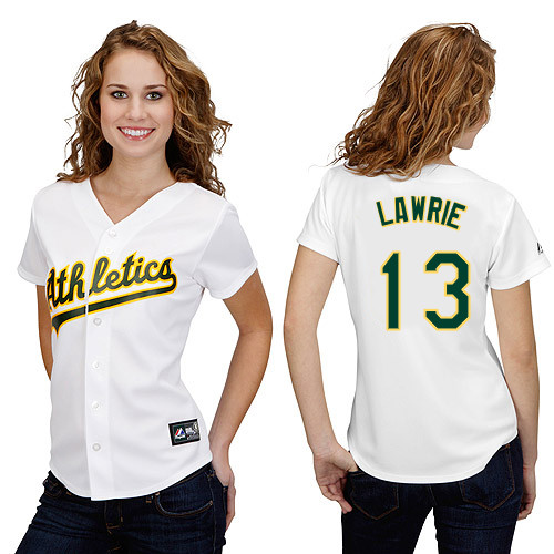 Brett Lawrie #13 mlb Jersey-Oakland Athletics Women's Authentic Home White Cool Base Baseball Jersey
